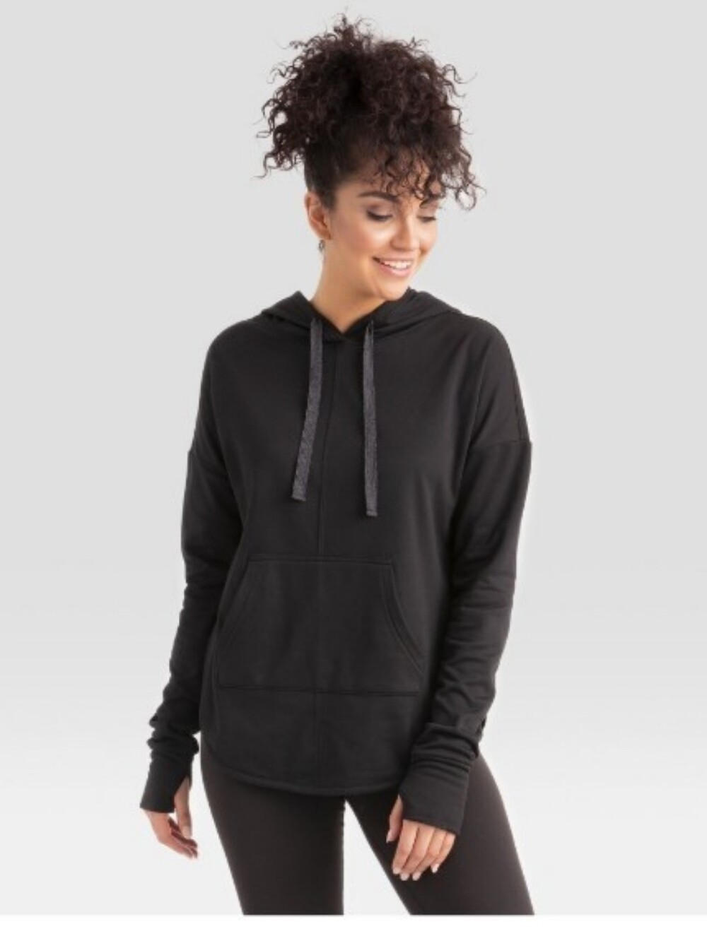 Women's Black Hooded Pullover Hoodie